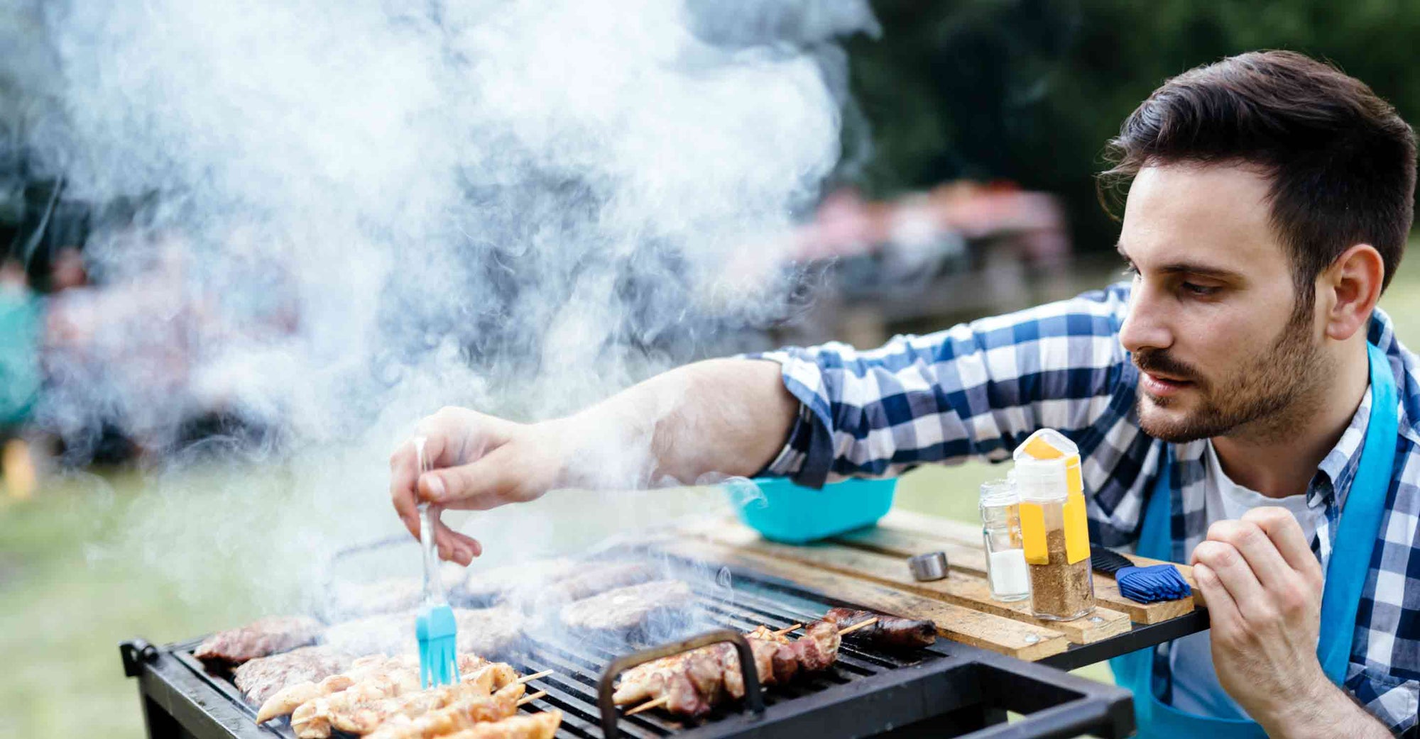 Man barbecuing