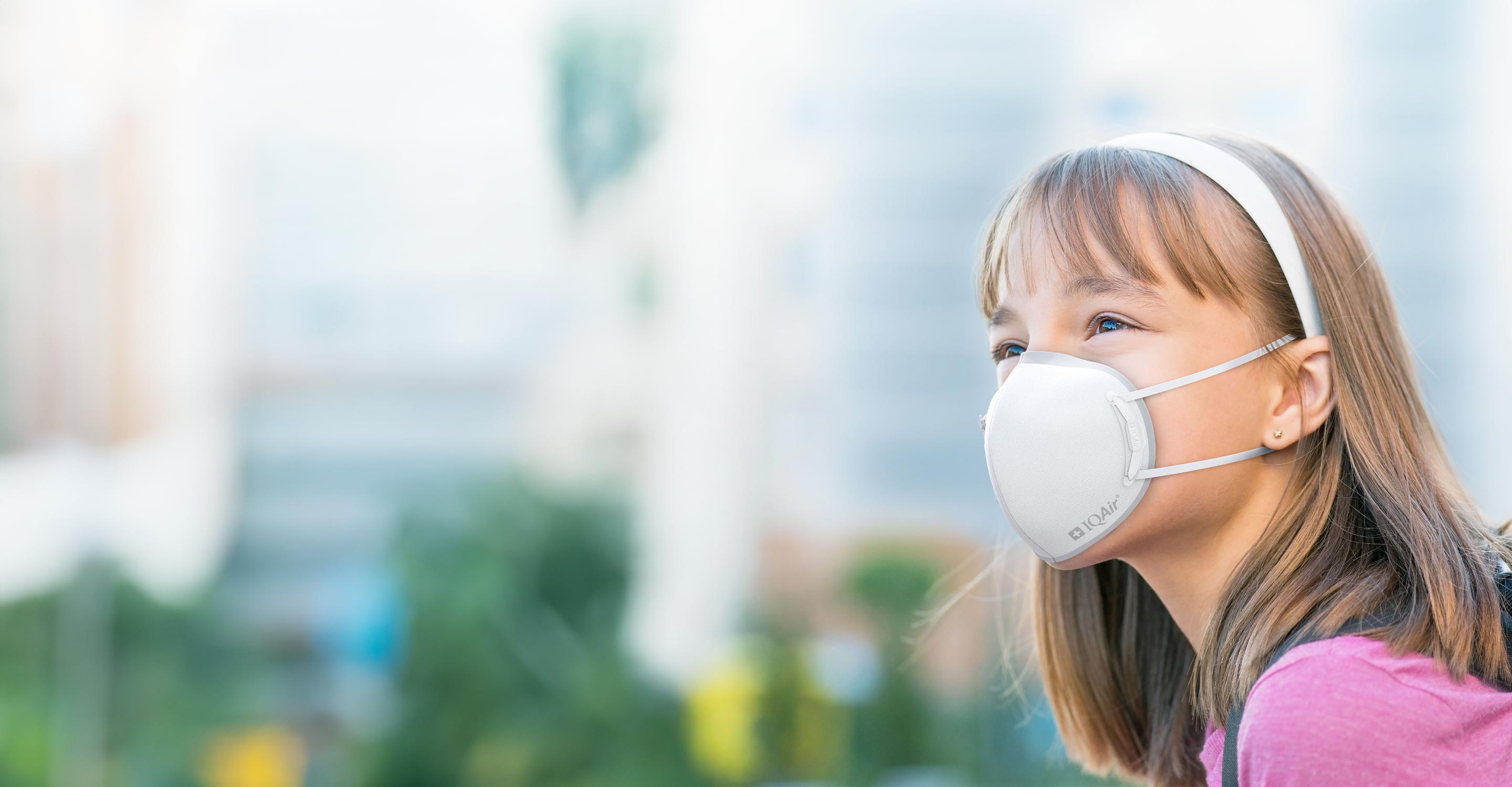 Child wearing IQAir mask