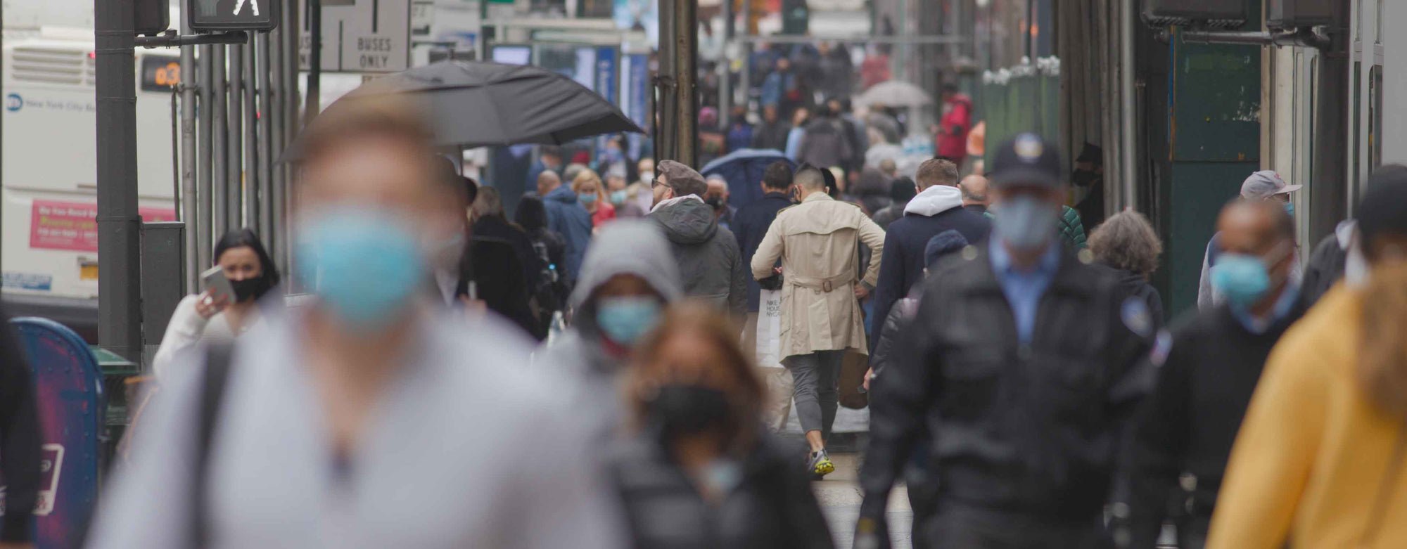 crowd on busy sidewalk